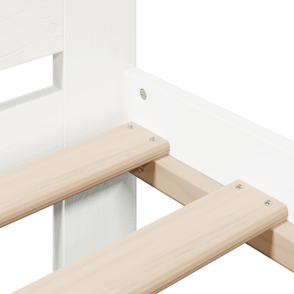 Cadre de lit sans matelas blanc 140x200 cm bois de pin massif - XIOS