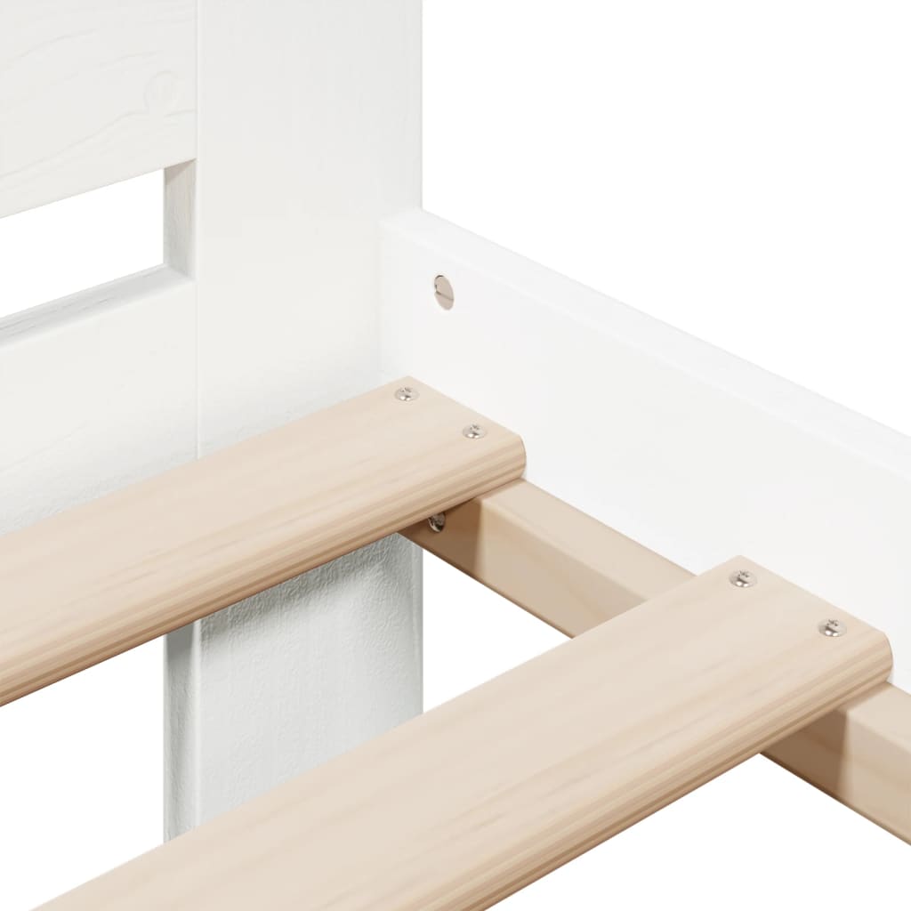 Cadre de lit sans matelas blanc 140x190 cm bois de pin massif - XIOS