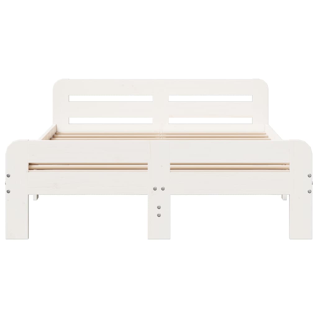 Cadre de lit sans matelas blanc 135x190 cm bois de pin massif - XIOS