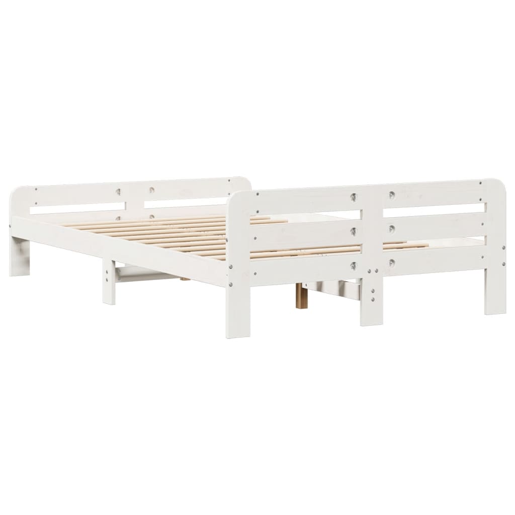 Cadre de lit sans matelas blanc 135x190 cm bois de pin massif - XIOS