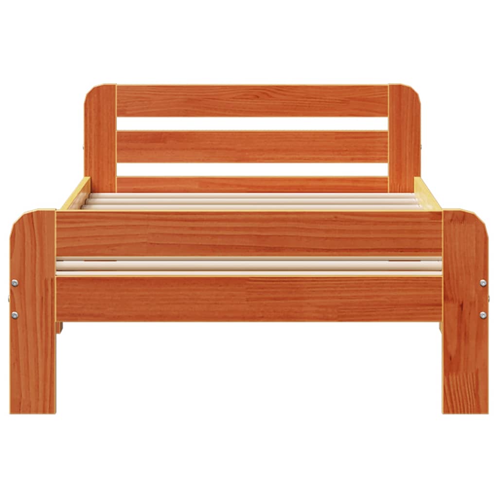 Cadre de lit sans matelas cire marron 75x190 cm bois pin massif - XIOS