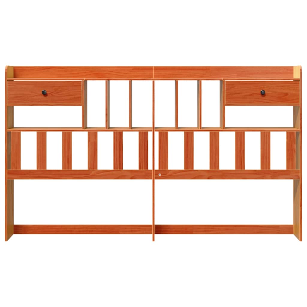 Tête de lit avec rangement cire marron 200cm bois massif de pin - XIOS