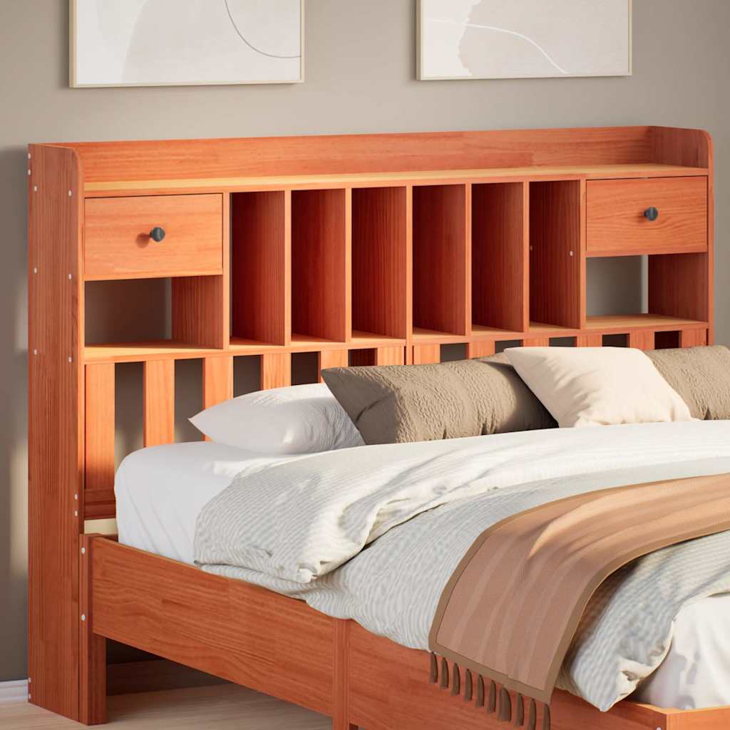 Tête de lit avec rangement cire marron 140cm bois massif de pin - XIOS
