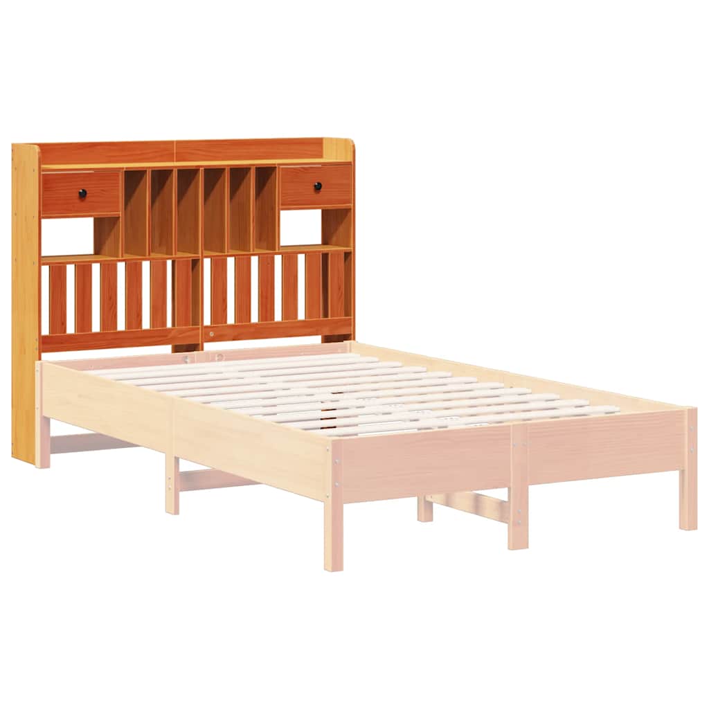 Tête de lit avec rangement cire marron 135cm bois massif de pin - XIOS