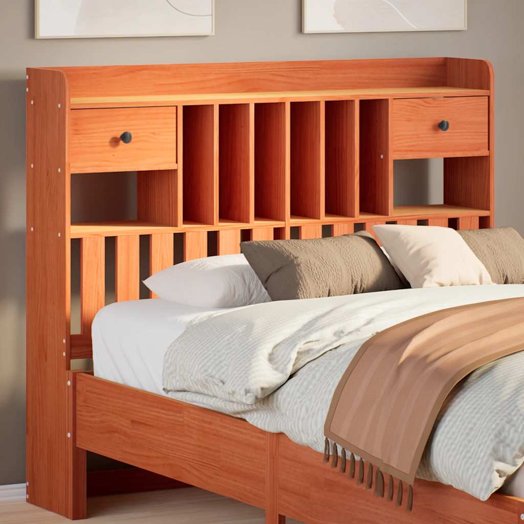 Tête de lit avec rangement cire marron 120cm bois massif de pin - XIOS