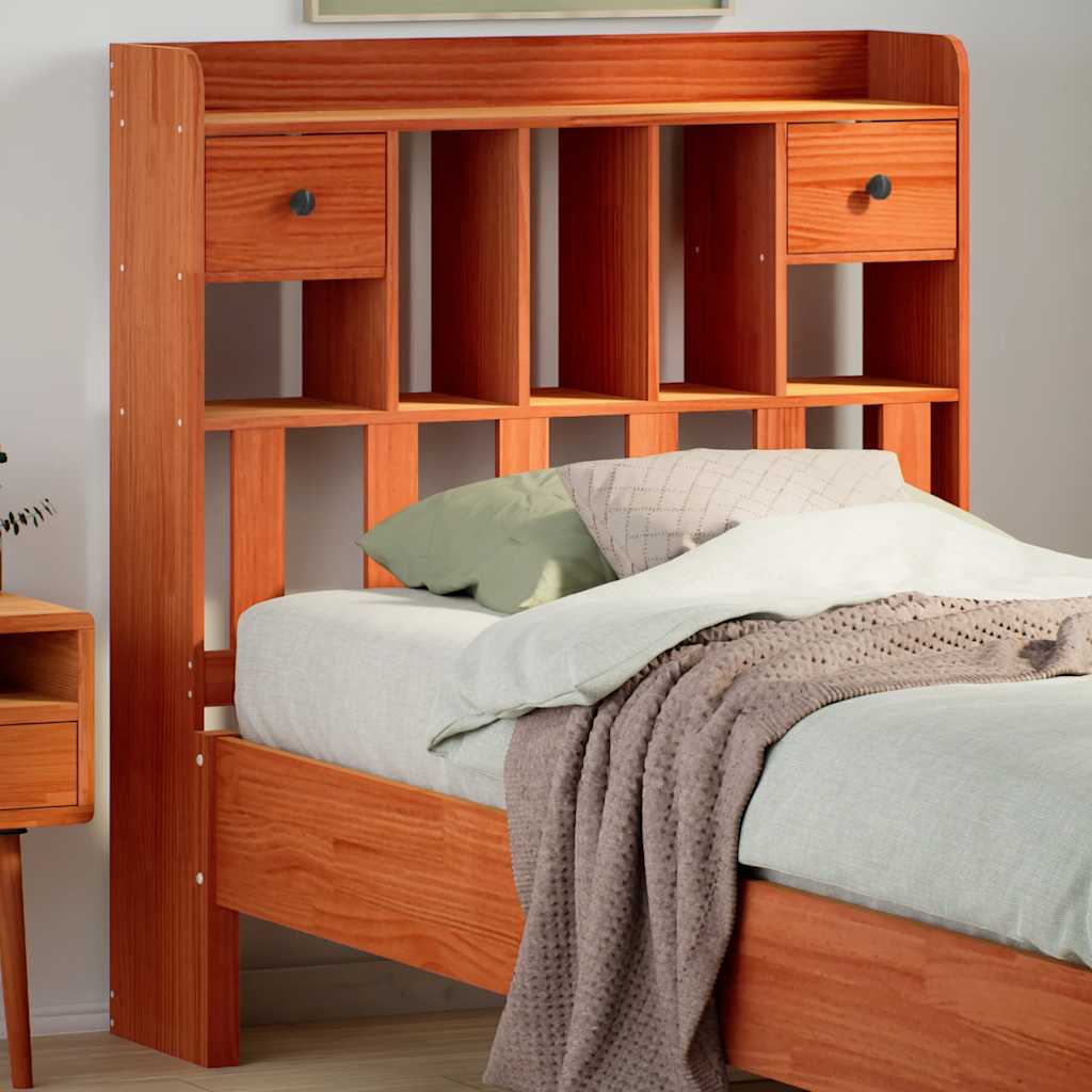 Tête de lit avec rangement cire marron 100cm bois massif de pin - XIOS