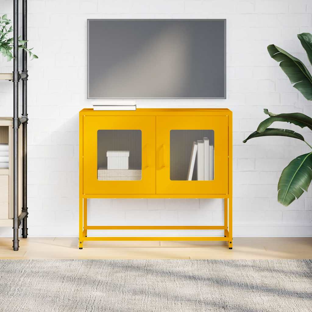 Meuble TV jaune moutarde 68x39x60,5 cm acier laminé à froid - XIOS
