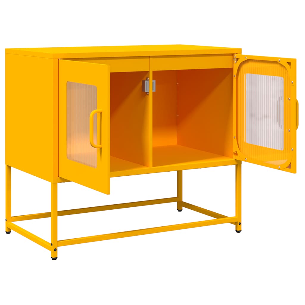 Meuble TV jaune moutarde 68x39x60,5 cm acier laminé à froid - XIOS