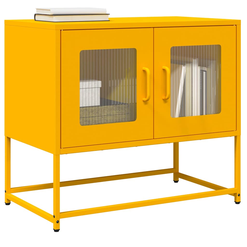 Meuble TV jaune moutarde 68x39x60,5 cm acier laminé à froid - XIOS