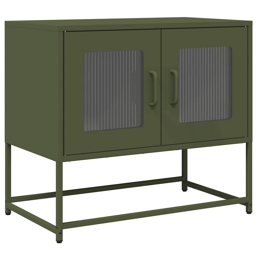 Meuble TV vert olive 68x39x60,5 cm acier laminé à froid - XIOS