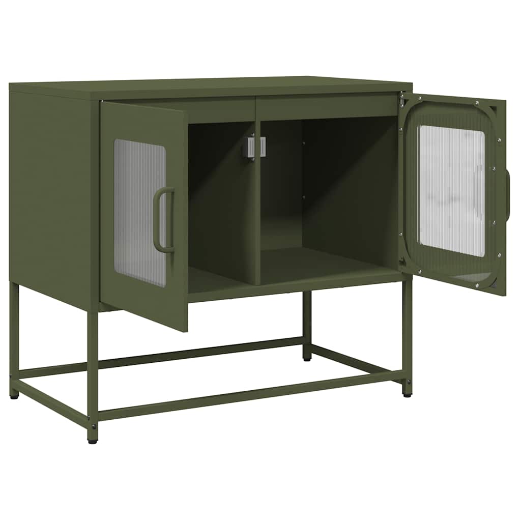 Meuble TV vert olive 68x39x60,5 cm acier laminé à froid - XIOS