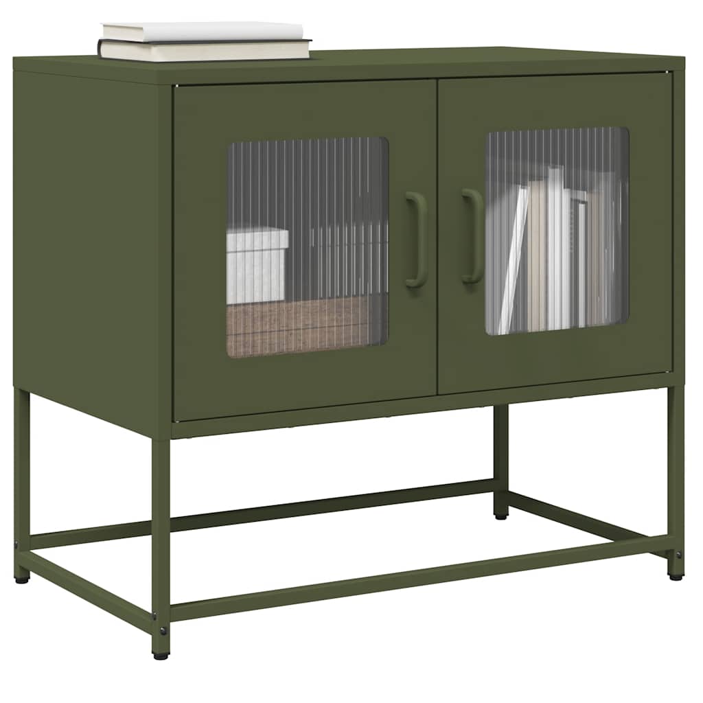 Meuble TV vert olive 68x39x60,5 cm acier laminé à froid - XIOS