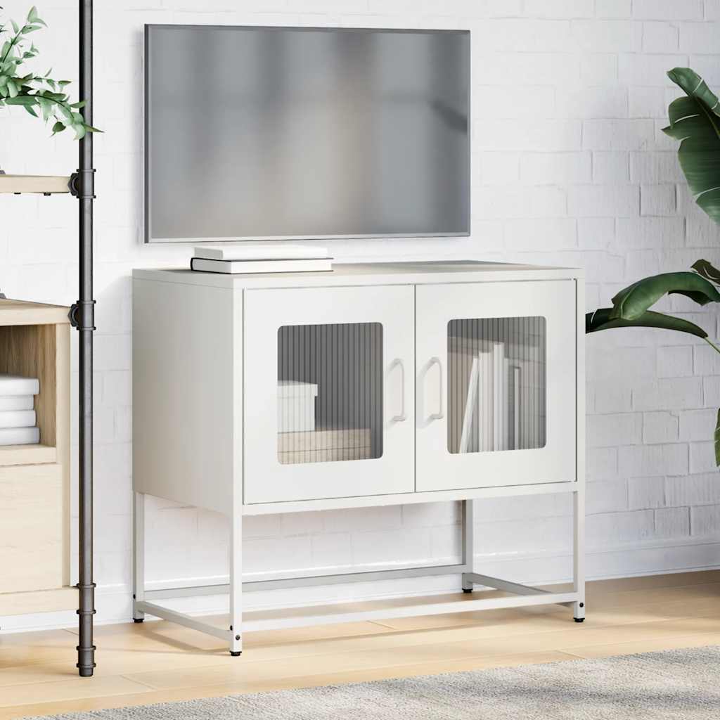 Meuble TV blanc 68x39x60,5 cm acier laminé à froid - XIOS