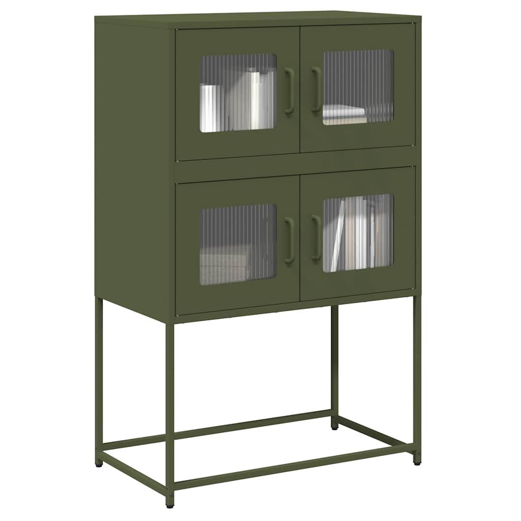 Buffet haut vert olive 68x39x107 cm acier - XIOS