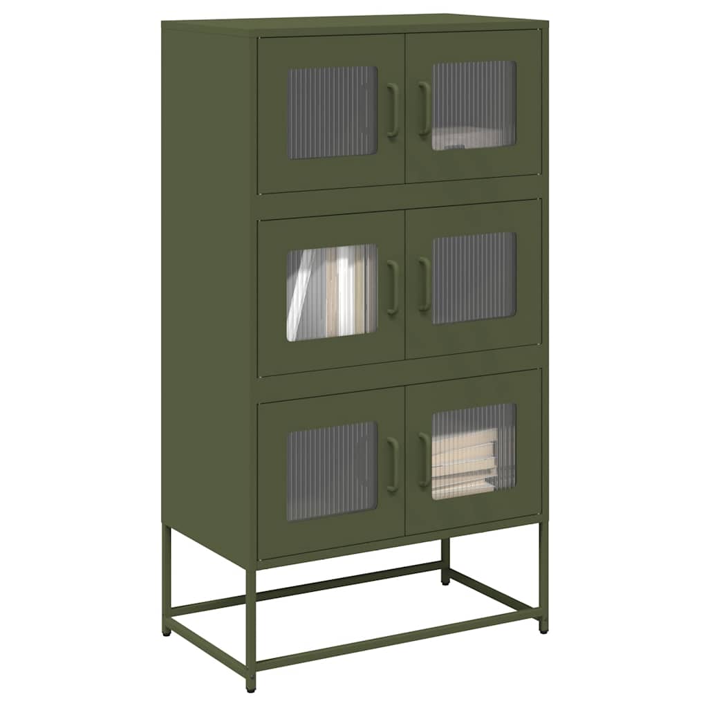 Buffet haut vert olive 68x39x123 cm acier - XIOS