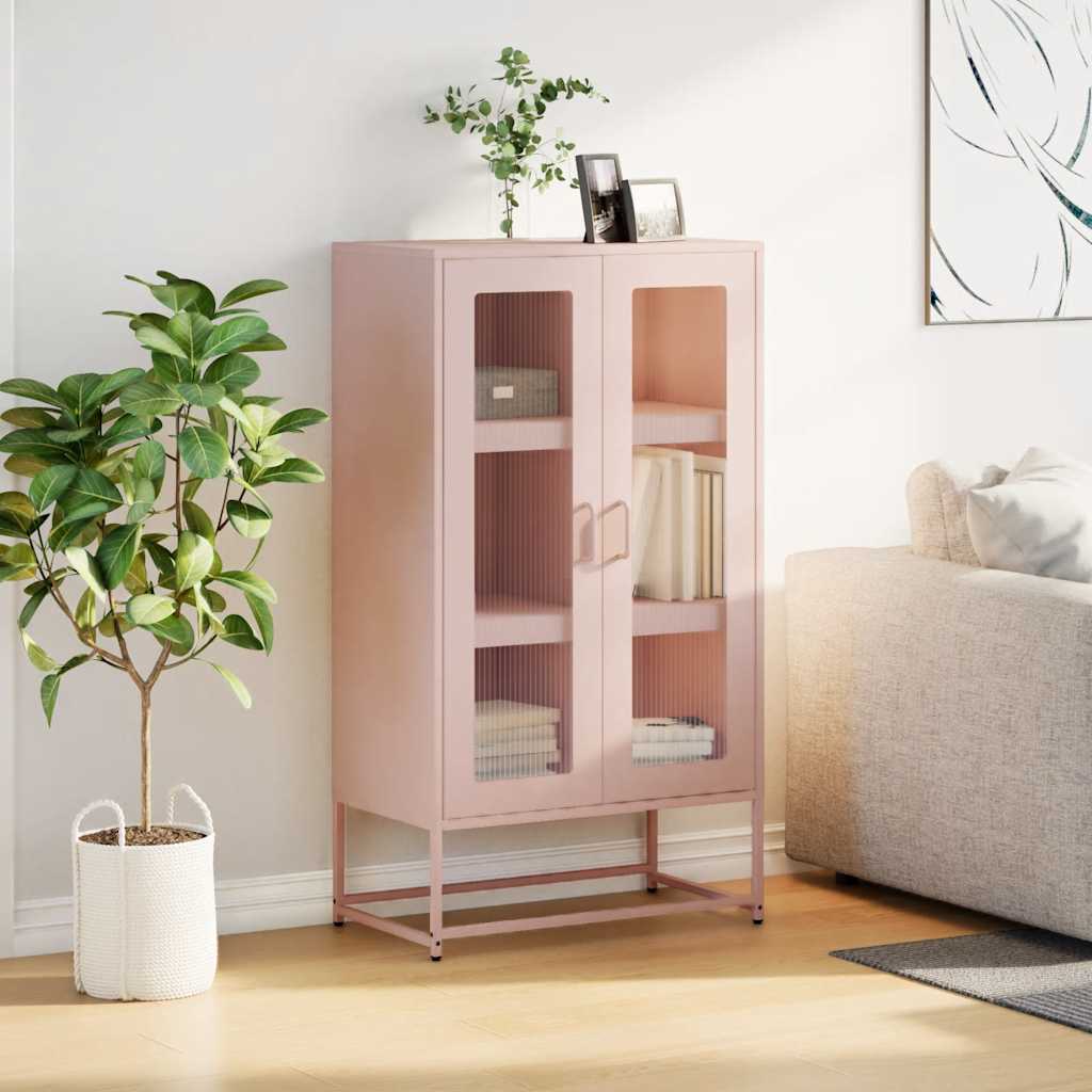 Buffet haut rose 68x39x123 cm acier - XIOS