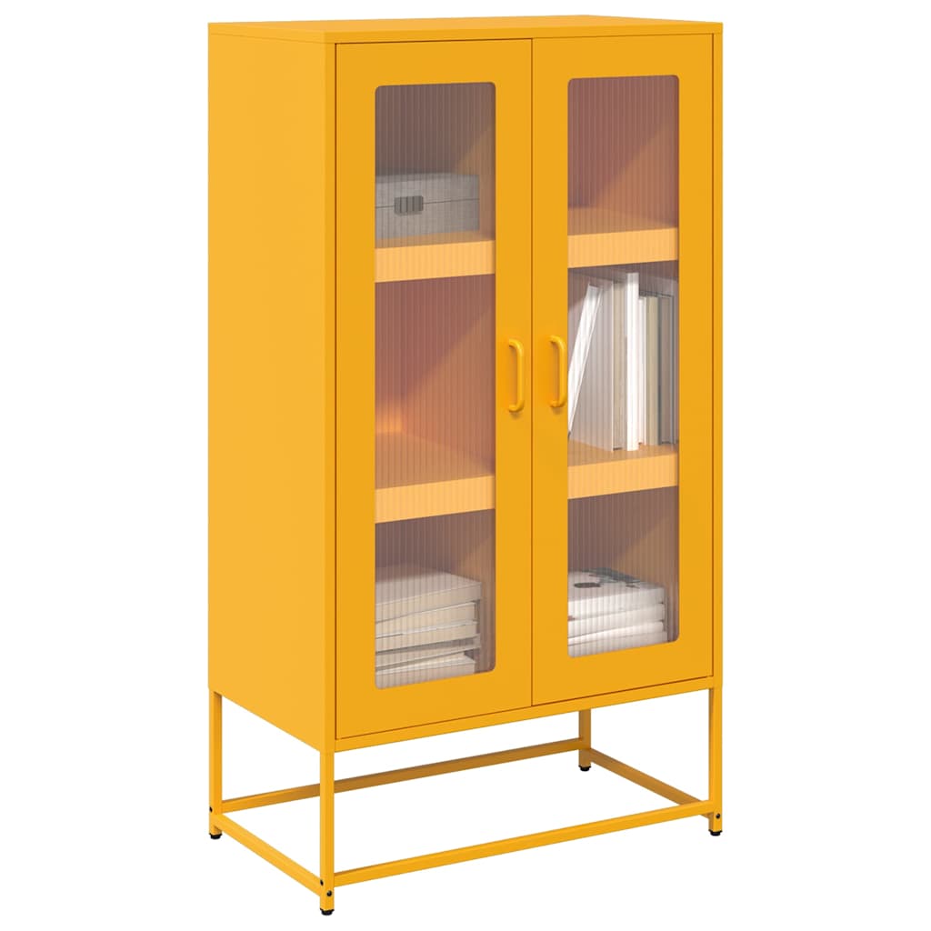 Buffet haut jaune moutarde 68x39x123 cm acier - XIOS