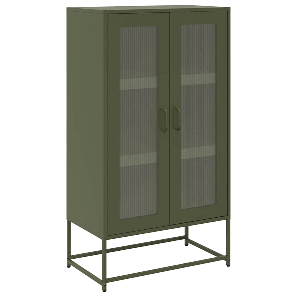 Buffet haut vert olive 68x39x123 cm acier - XIOS