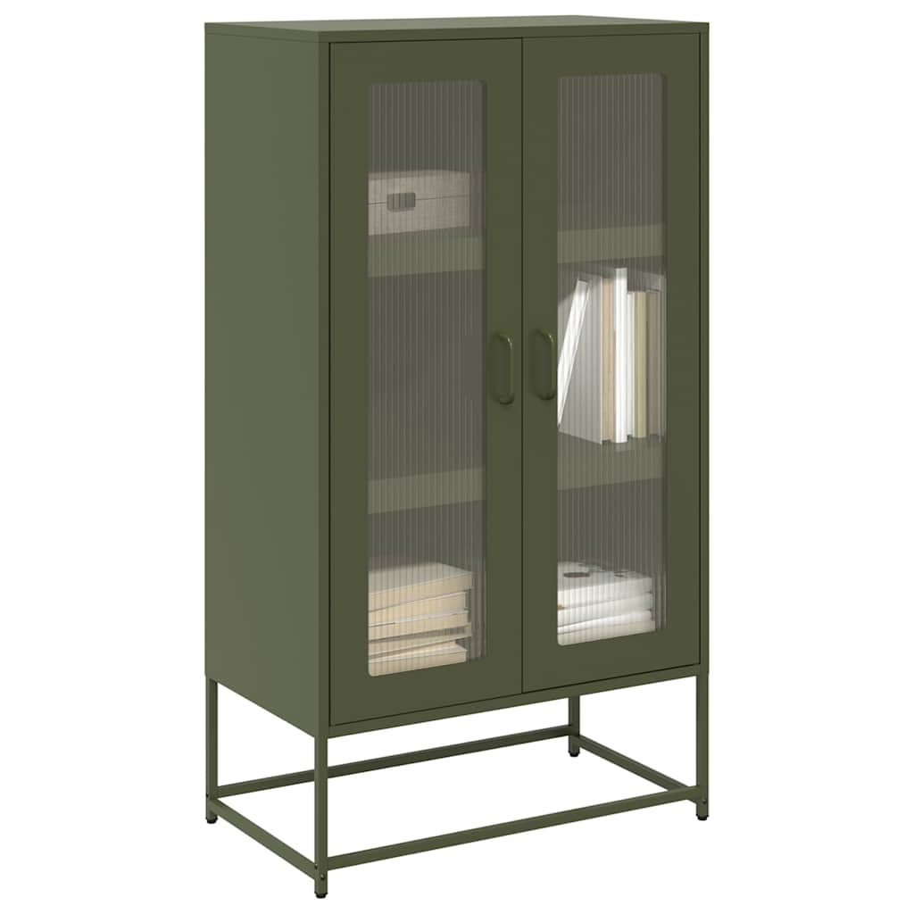Buffet haut vert olive 68x39x123 cm acier - XIOS