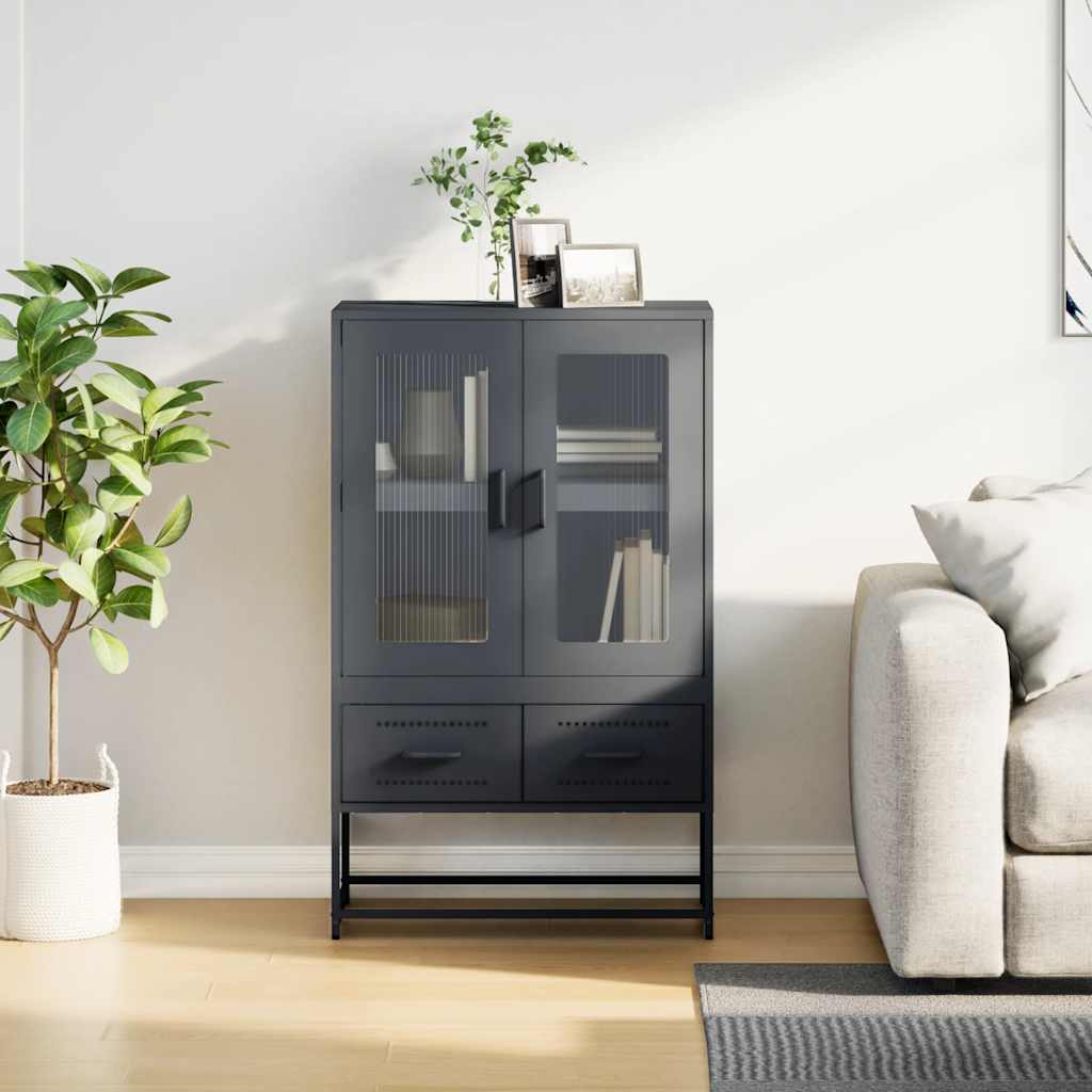 Buffet haut anthracite 68x39x111,5 cm acier