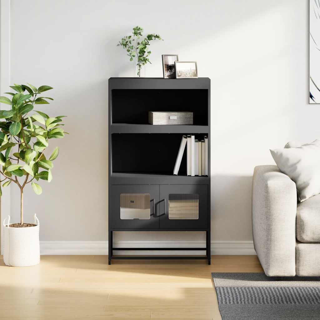 Buffet haut noir 68x39x123 cm acier - XIOS