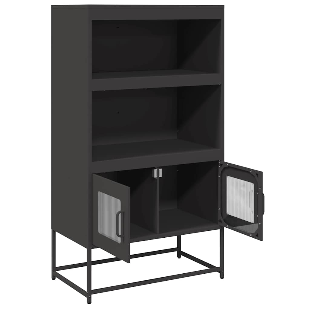 Buffet haut noir 68x39x123 cm acier - XIOS