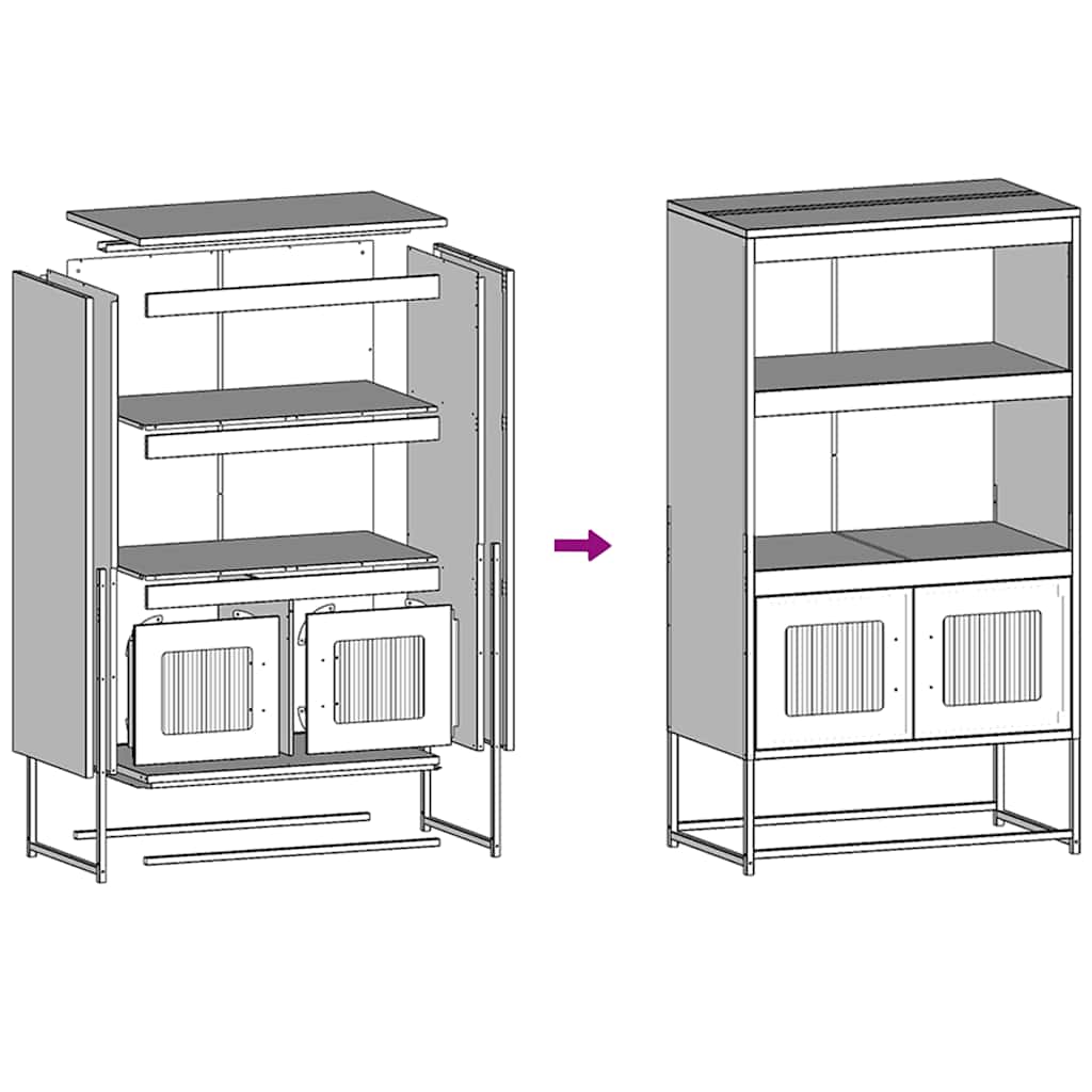 Buffet haut anthracite 68x39x123 cm acier - XIOS