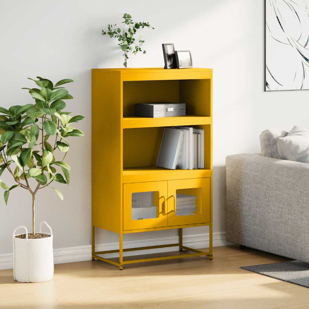 Buffet haut jaune moutarde 68x39x123 cm acier - XIOS