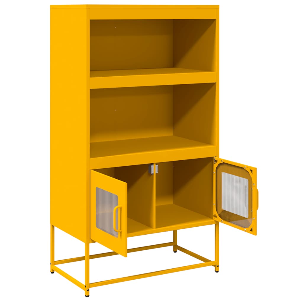 Buffet haut jaune moutarde 68x39x123 cm acier - XIOS