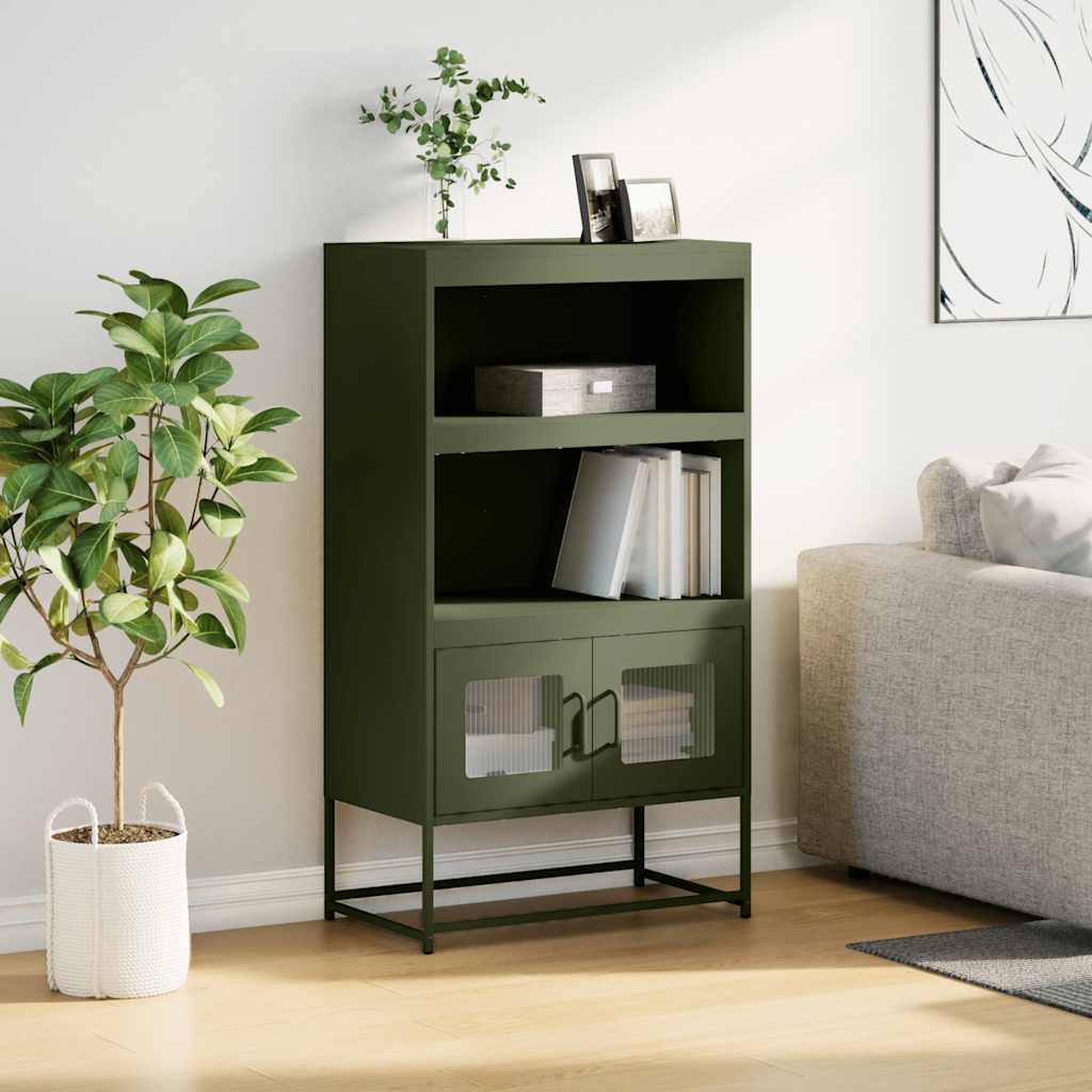 Buffet haut vert olive 68x39x123 cm acier - XIOS