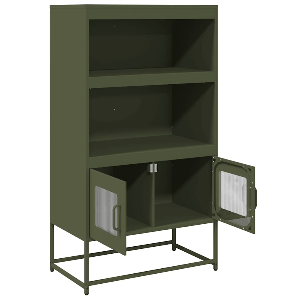 Buffet haut vert olive 68x39x123 cm acier - XIOS