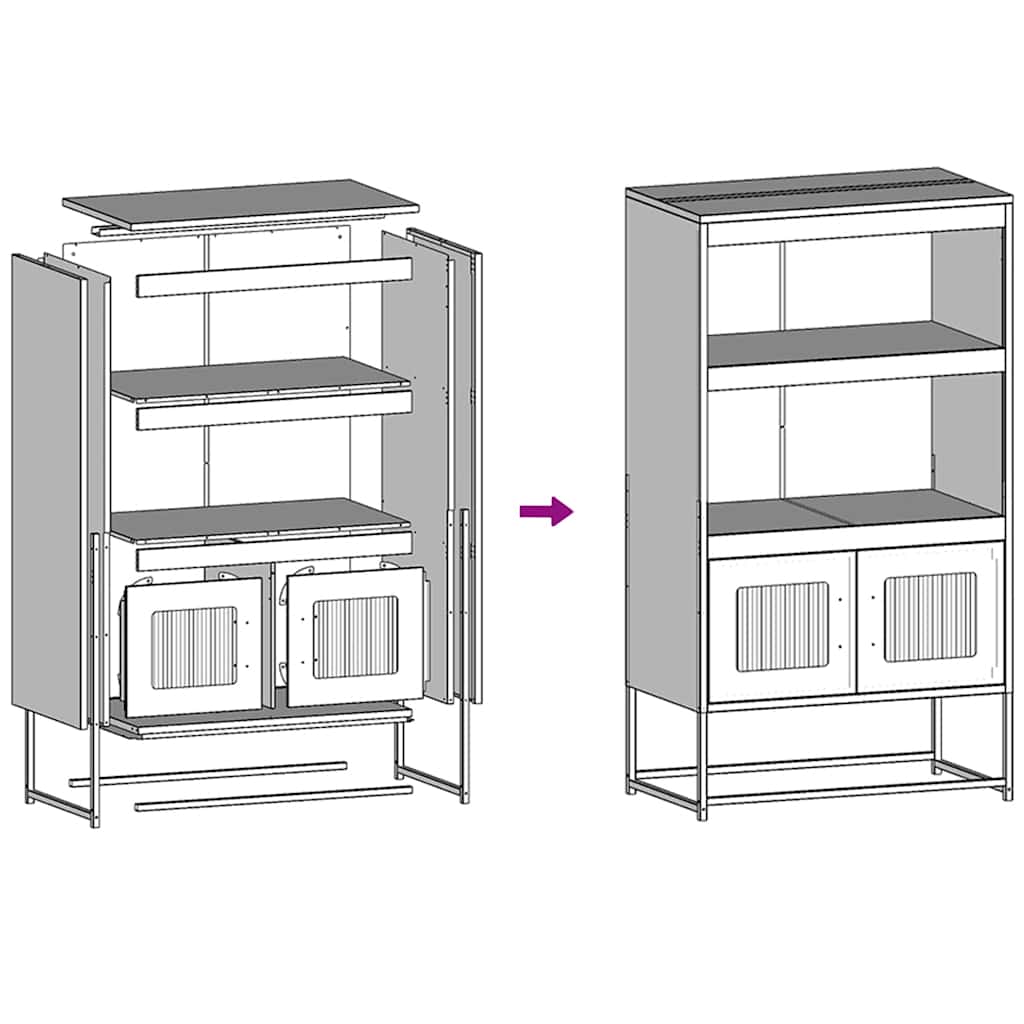 Buffet haut blanc 68x39x123 cm acier - XIOS