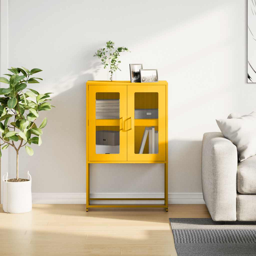 Buffet haut jaune moutarde 68x39x107 cm acier - XIOS