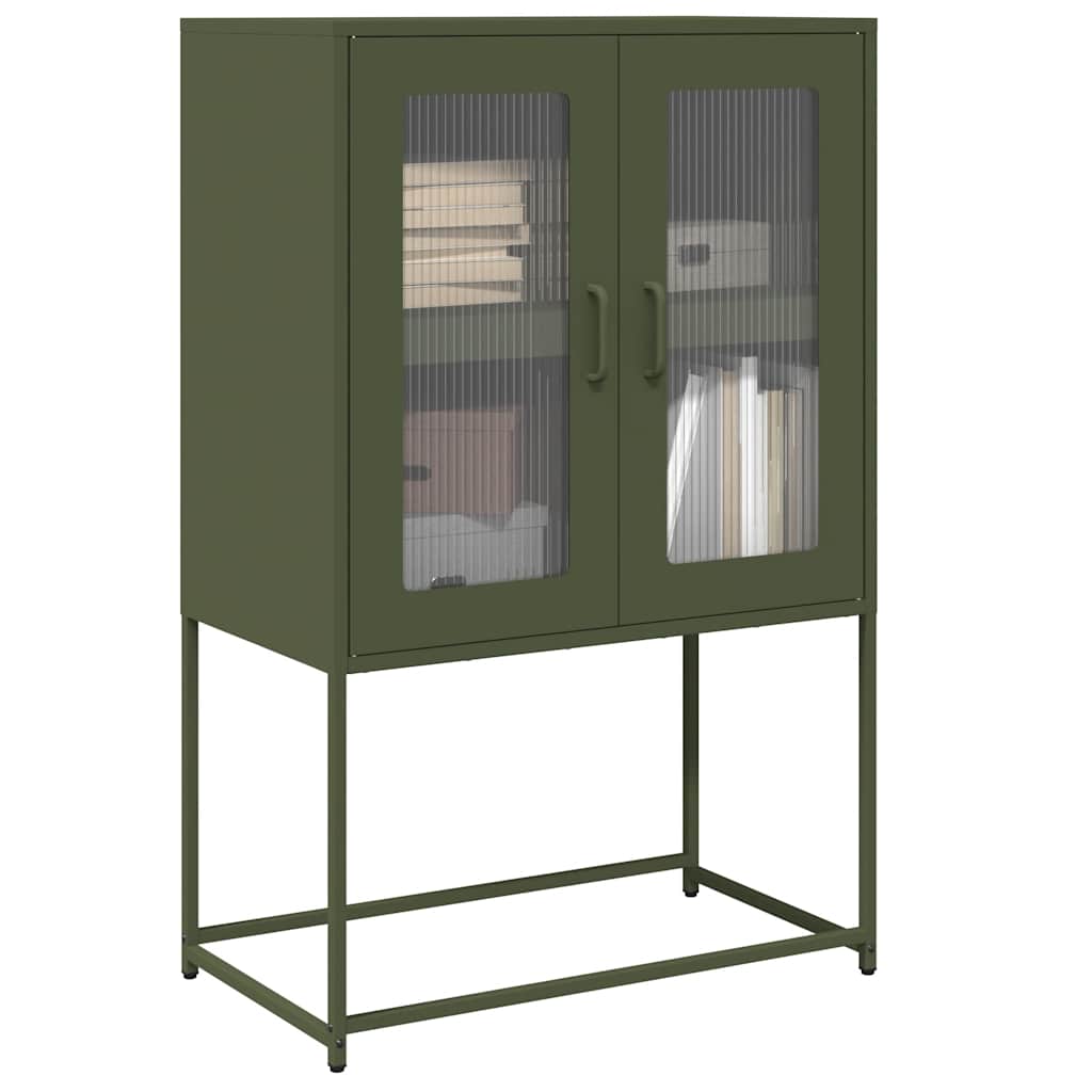 Buffet haut vert olive 68x39x107 cm acier - XIOS
