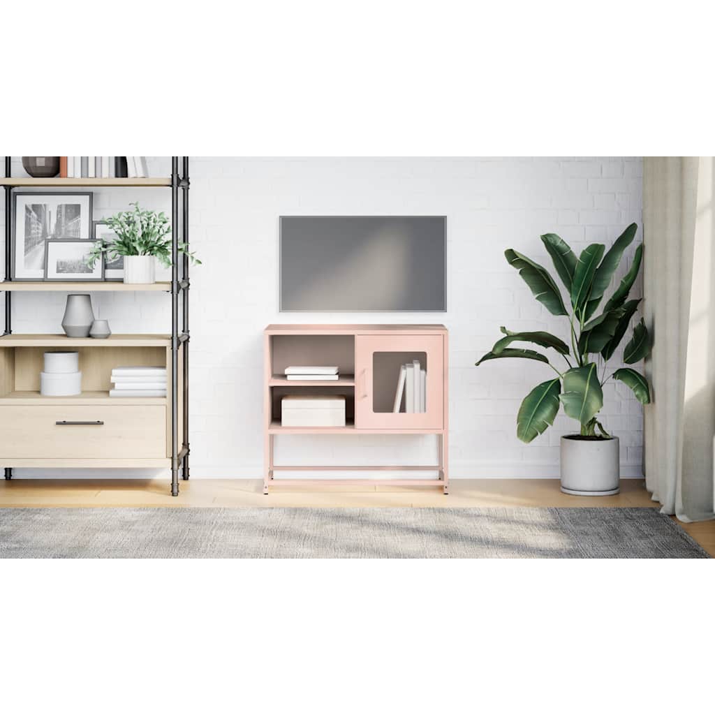 Meuble TV rose 68x39x60,5 cm acier - XIOS