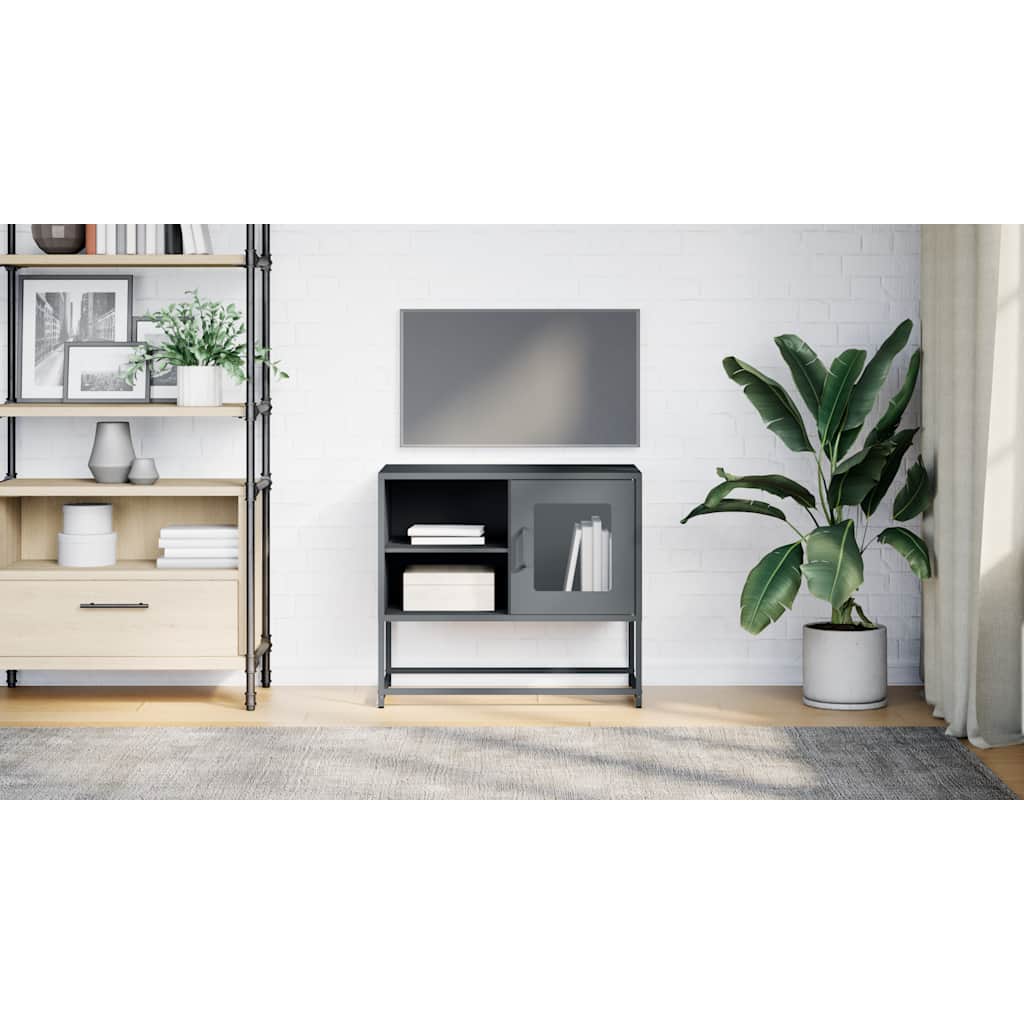 Meuble TV anthracite 68x39x60,5 cm acier - XIOS