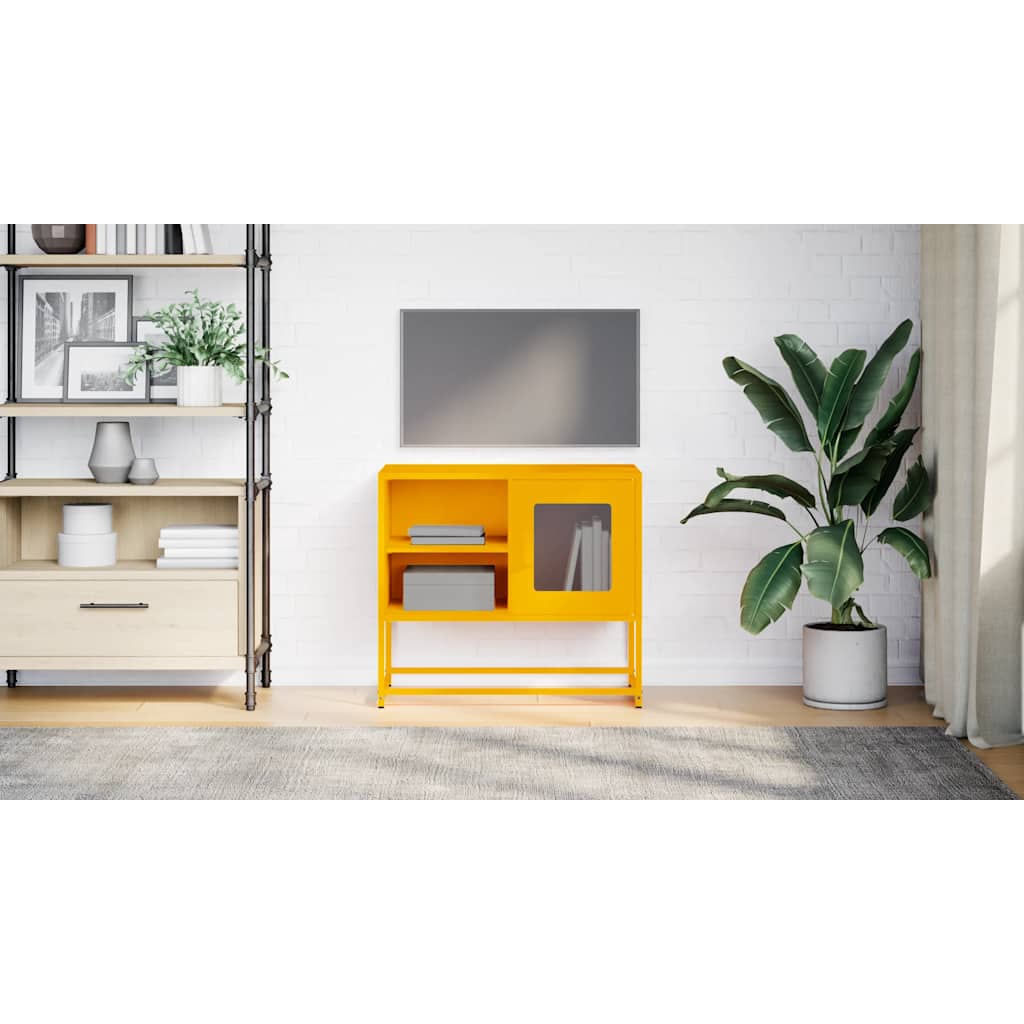 Meuble TV jaune moutarde 68x39x60,5 cm acier - XIOS
