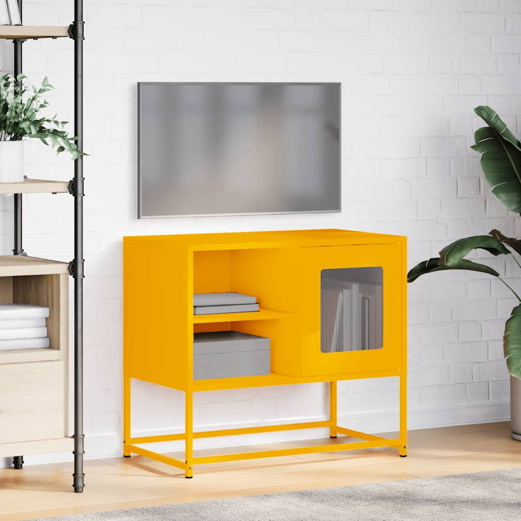 Meuble TV jaune moutarde 68x39x60,5 cm acier - XIOS