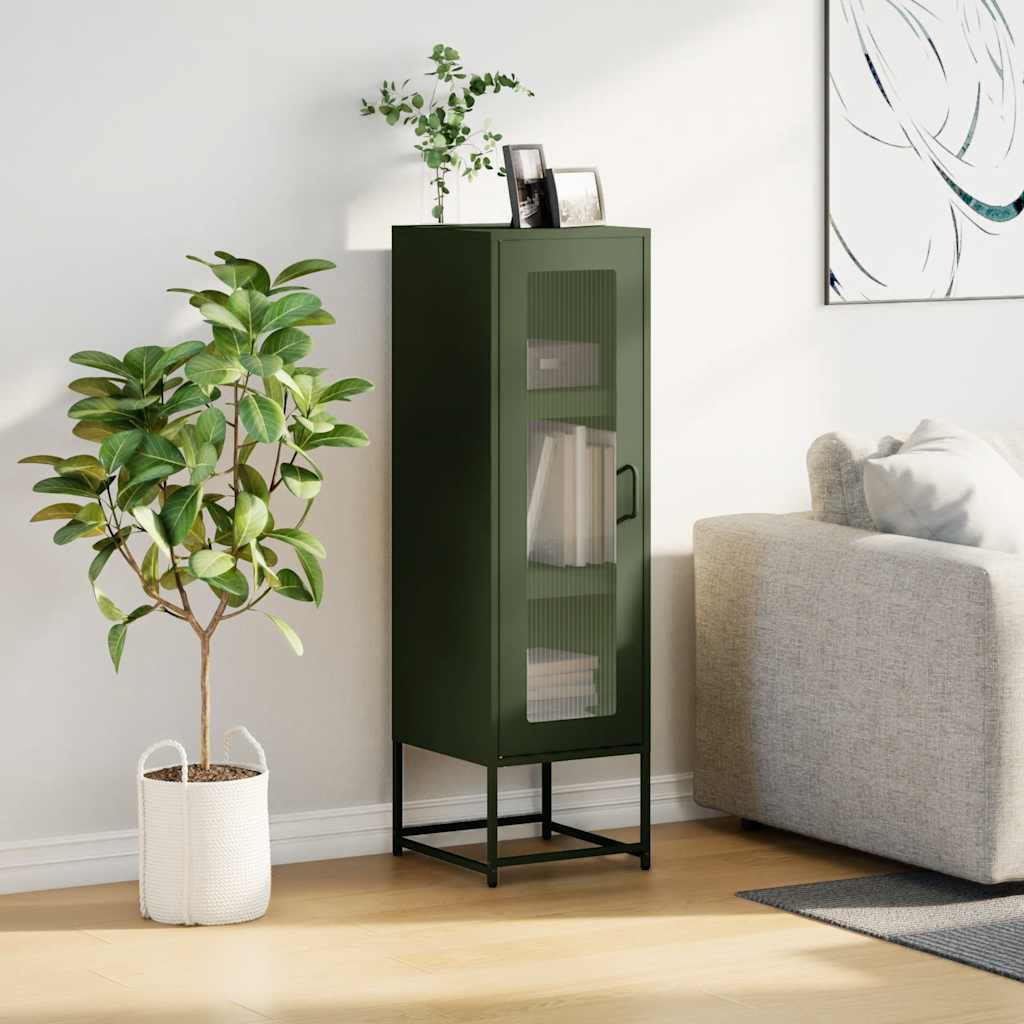 Buffet haut vert olive 36x39x123 cm acier laminé à froid - XIOS