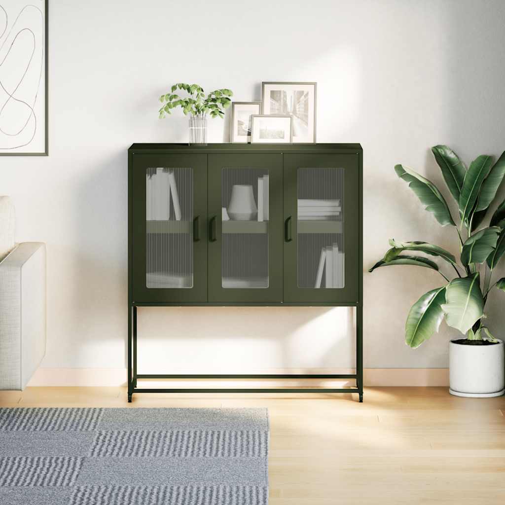 Buffet vert olive 100,5x39x107 cm acier laminé à froid - XIOS