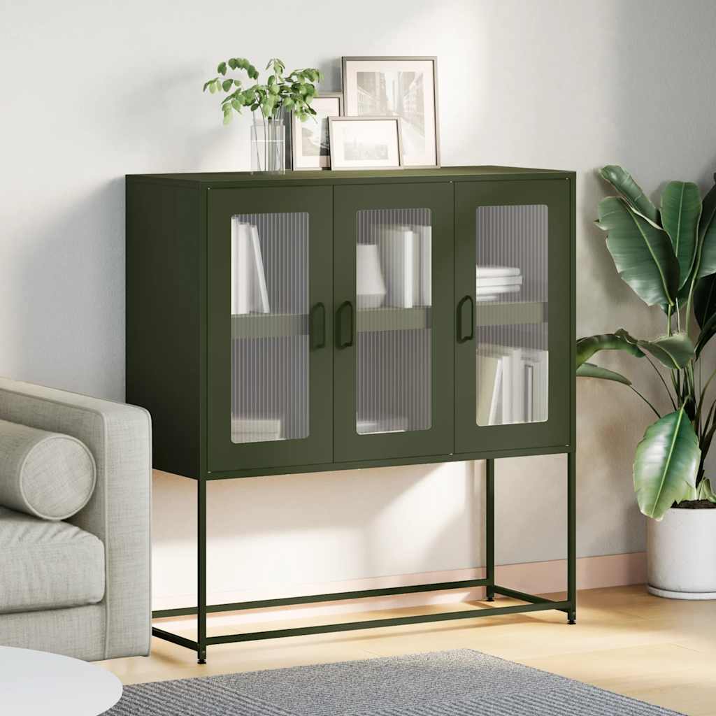 Buffet vert olive 100,5x39x107 cm acier laminé à froid - XIOS