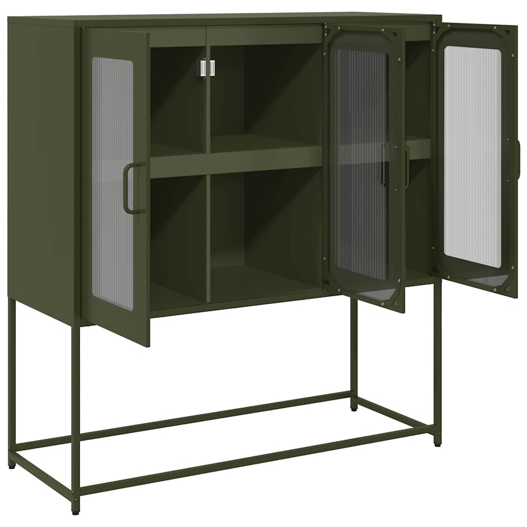 Buffet vert olive 100,5x39x107 cm acier laminé à froid - XIOS