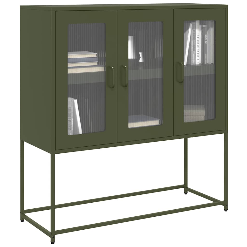 Buffet vert olive 100,5x39x107 cm acier laminé à froid - XIOS