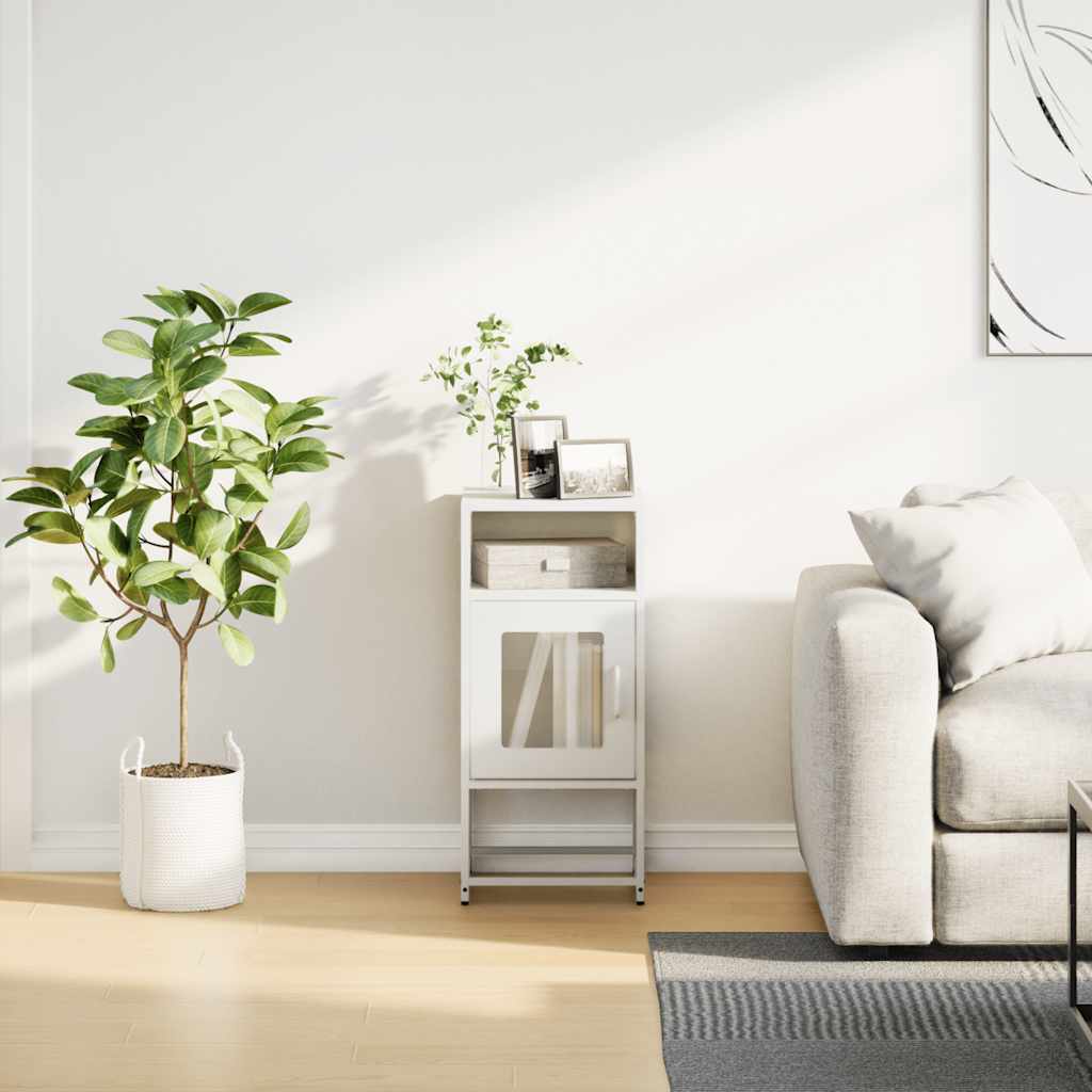 Table de chevet blanc 36x39x78 cm acier laminé à froid - XIOS