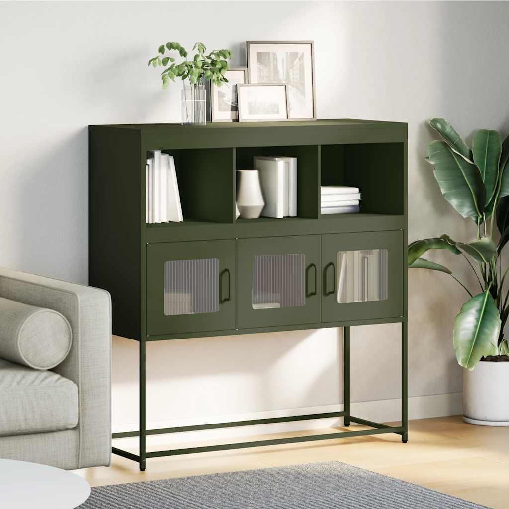 Buffet vert olive 100,5x39x107 cm acier laminé à froid - XIOS