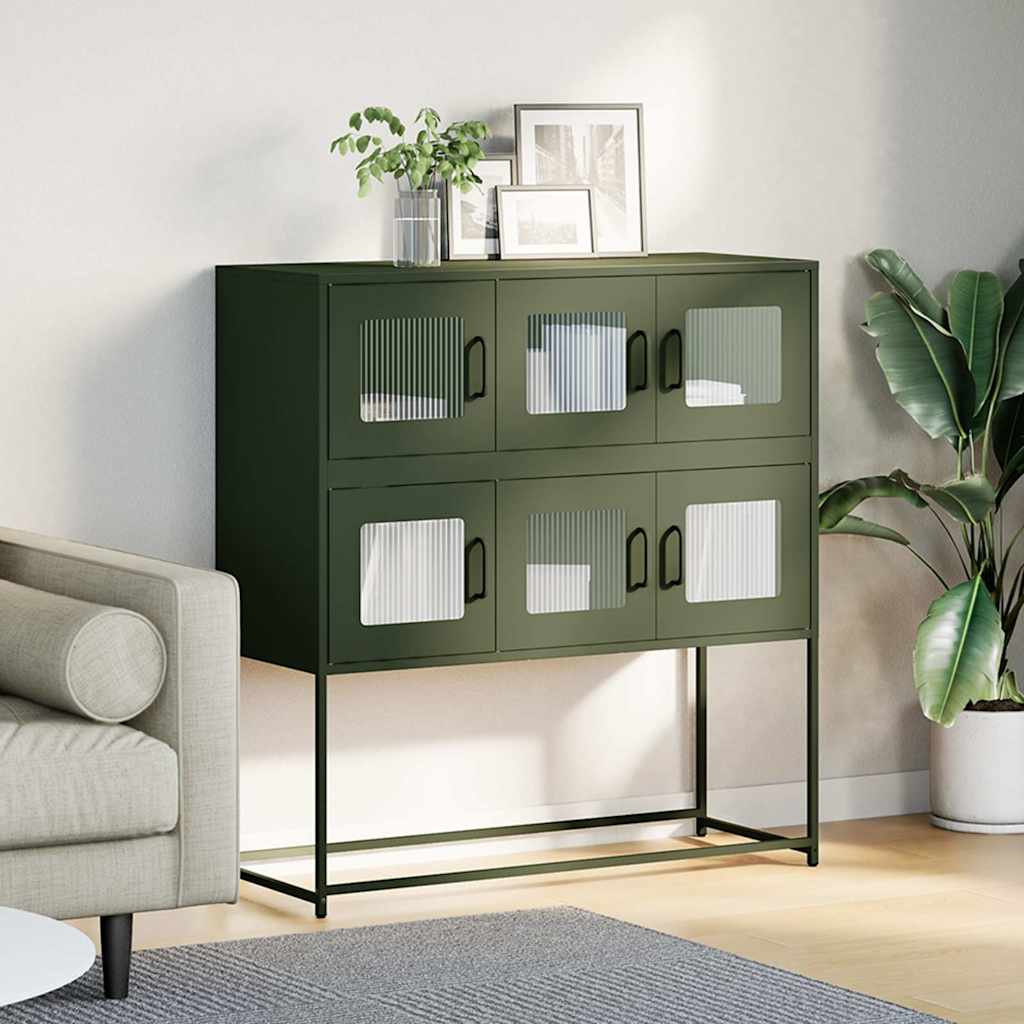 Buffet vert olive 100,5x39x107 cm acier laminé à froid - XIOS
