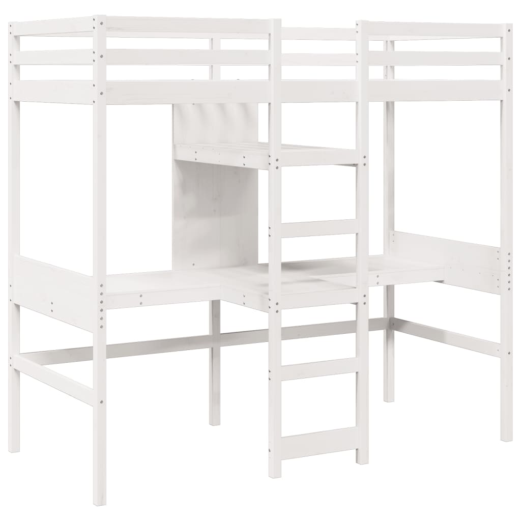 Cadre de lit superposé sans matelas blanc 80x200 cm pin massif - XIOS
