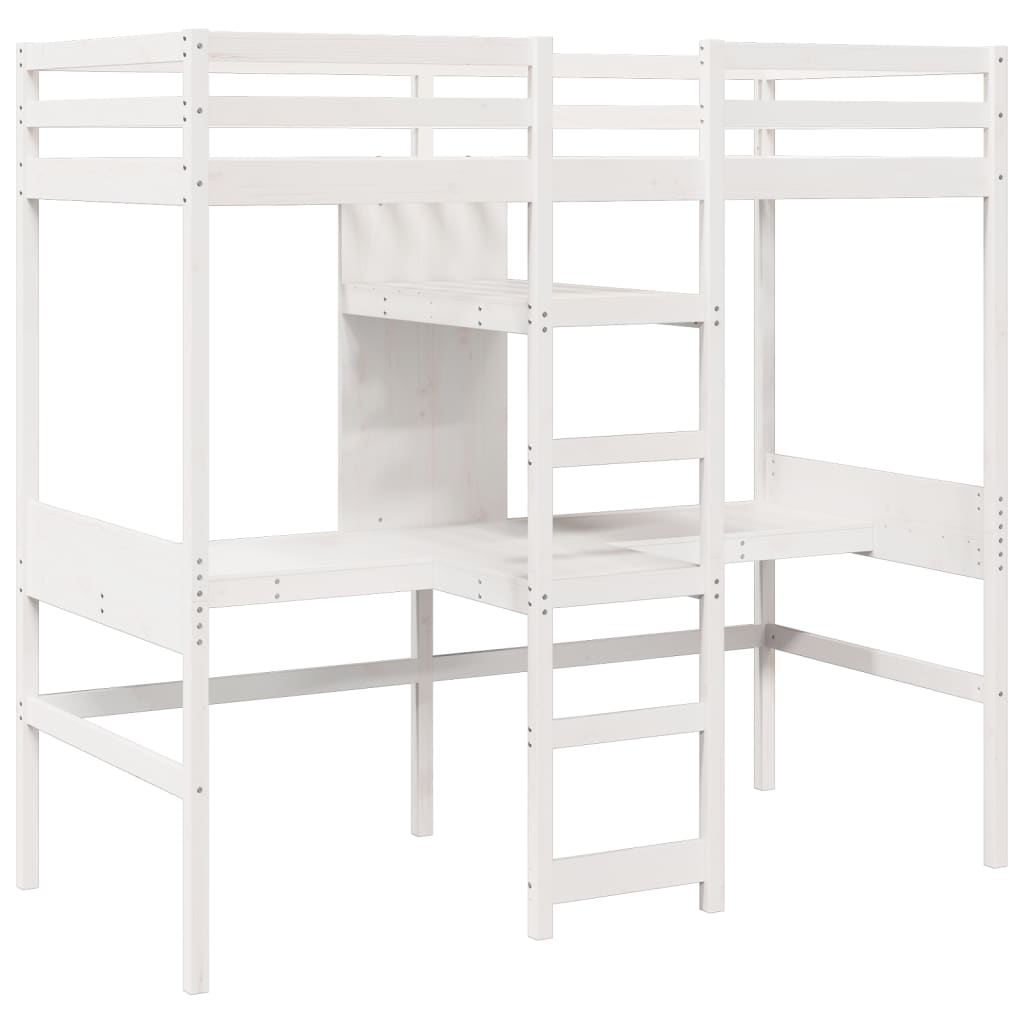 Cadre de lit superposé sans matelas blanc 75x190 cm pin massif - XIOS