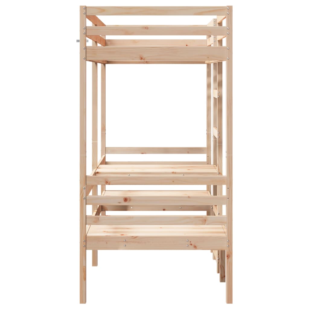 Lit mezzanine avec bureau et chaises 75x190 cm pin massif - XIOS