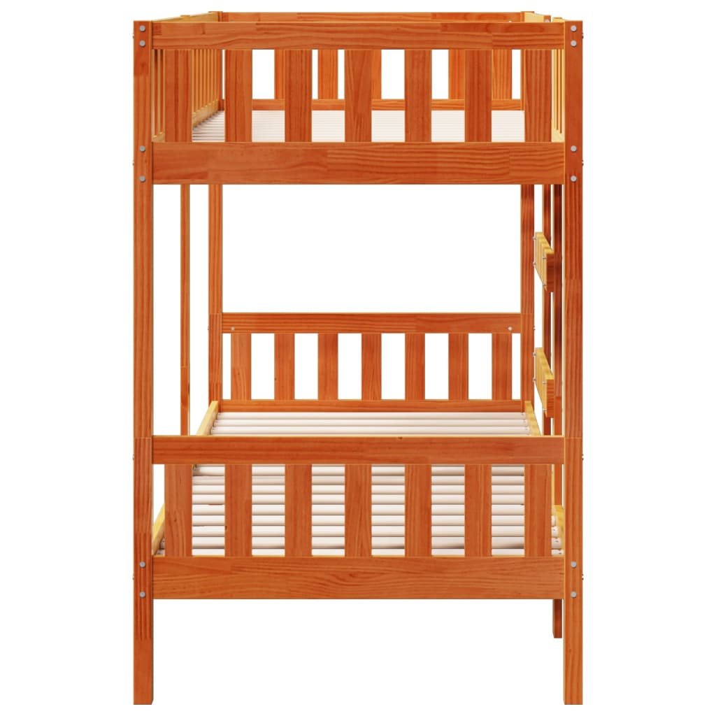Lit superposé cire marron 90x200 cm bois de pin massif - XIOS